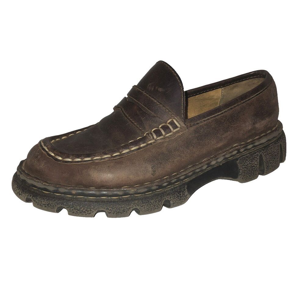 Born Womens Carrera Loafers Size 8 M Brown Penny Flat Shoe Platform Lug Sole